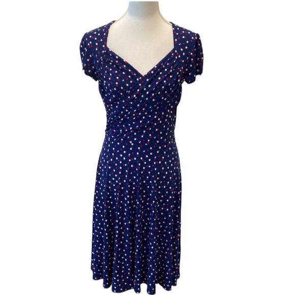 LEOTA Medium Dress Retro Pinup Polka Dot Dress M 40s Homecoming Slinky Classic - Picture 9 of 17
